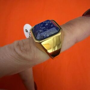 Gold and Blue Stone lapislázuli Men's Ring